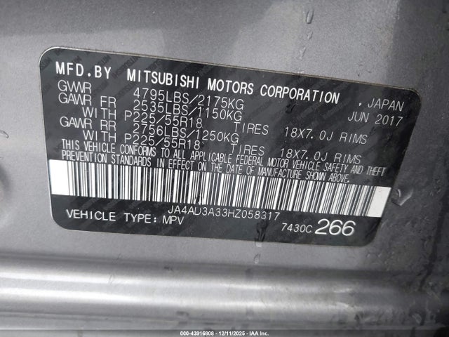 2017 MITSUBISHI OUTLANDER JA4AD3A33HZ058317 Photo 8