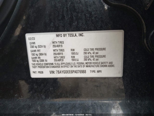 2023 TESLA MODEL Y 7SAYGDEE6PA076988 Photo 8