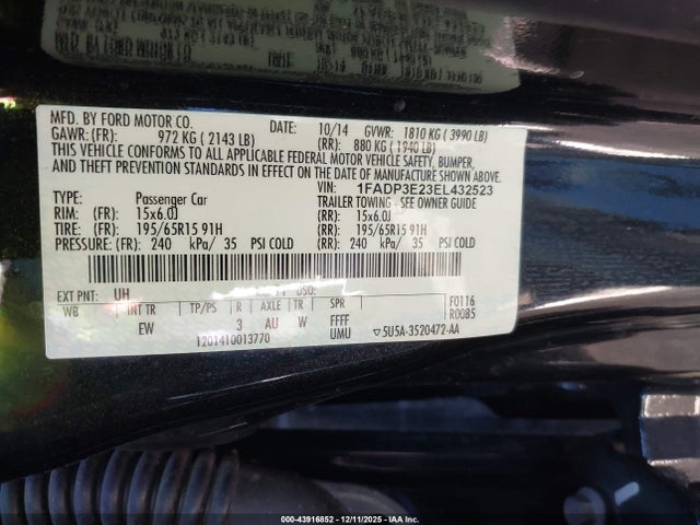 2014 FORD FOCUS 1FADP3E23EL432523 Photo 8