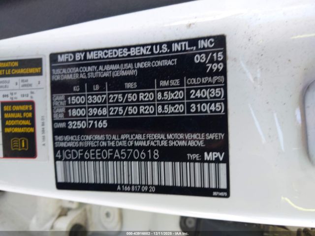 2015 MERCEDES-BENZ GL 450 4JGDF6EE0FA570618 Photo 8