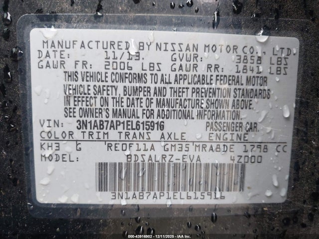 Nissan SENTRA SR 2014 3N1AB7AP1EL615916 Image 9