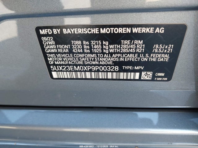 5UX23EM0XP9P00328 BMW X7 Xdrive40i