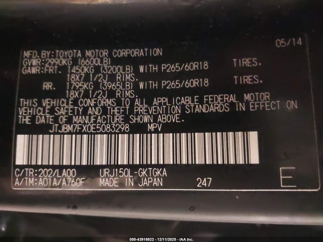 2014 LEXUS GX 460 JTJBM7FX0E5083298 Photo 8