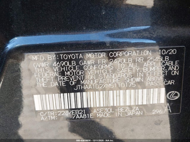 Lexus IS 300 2021 JTHAA1D2XM5110175 Image 9
