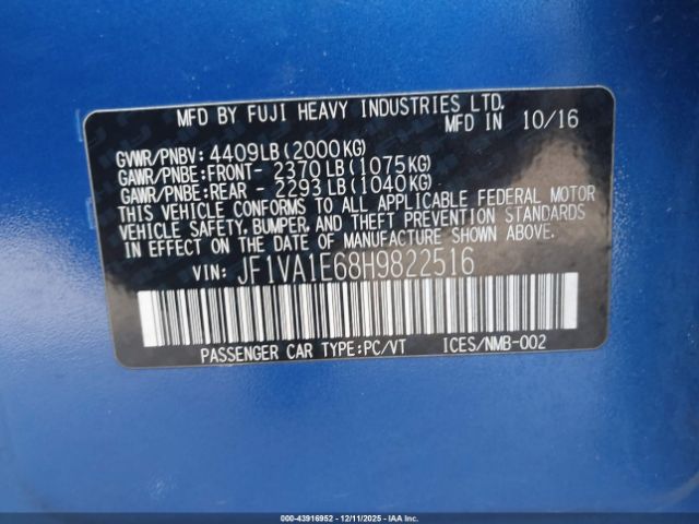 2017 SUBARU WRX JF1VA1E68H9822516 Photo 8