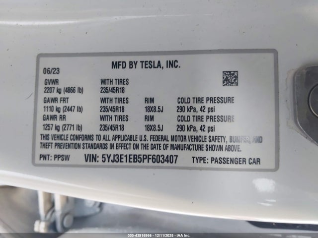 2023 TESLA MODEL 3 5YJ3E1EB5PF603407 Photo 8