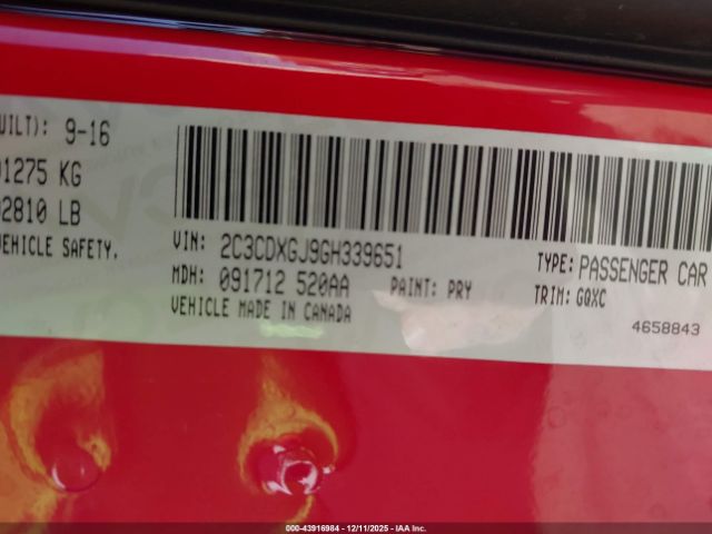 2016 DODGE CHARGER 2C3CDXGJ9GH339651 Photo 8