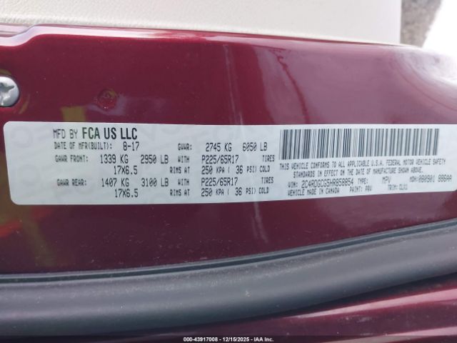 2017 DODGE GRAND CARAVAN 2C4RDGCG5HR858854 Photo 8