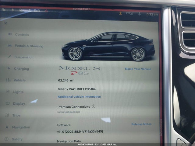 2014 TESLA MODEL S 5YJSA1H18EFP35164 Photo 6