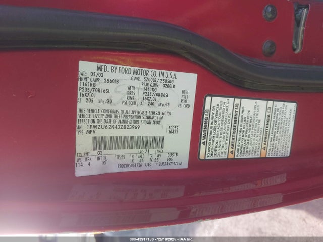 2003 FORD EXPLORER 1FMZU62K43ZB23969 Photo 8