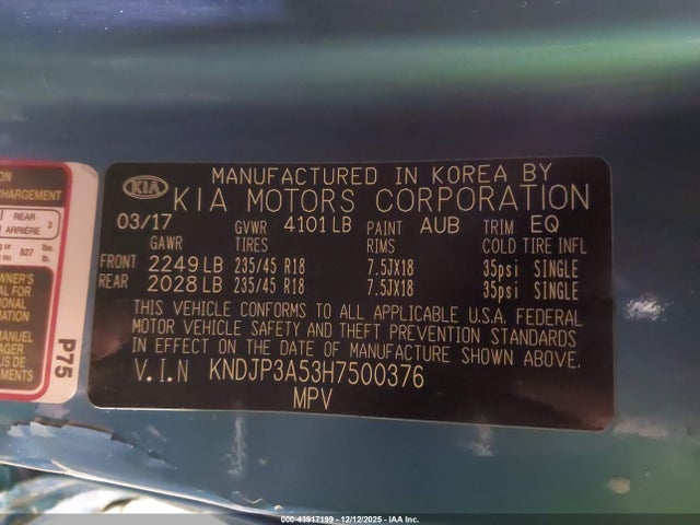KNDJP3A53H7500376 KIA SOUL +
