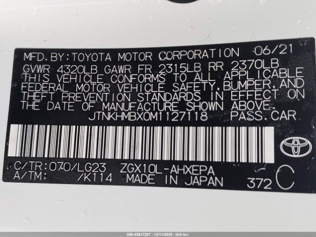 2021 TOYOTA C-HR JTNKHMBX0M1127118 Photo 8