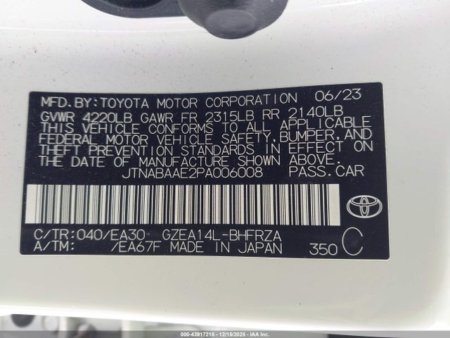 2023 TOYOTA GR COROLLA JTNABAAE2PA006008 Photo 8