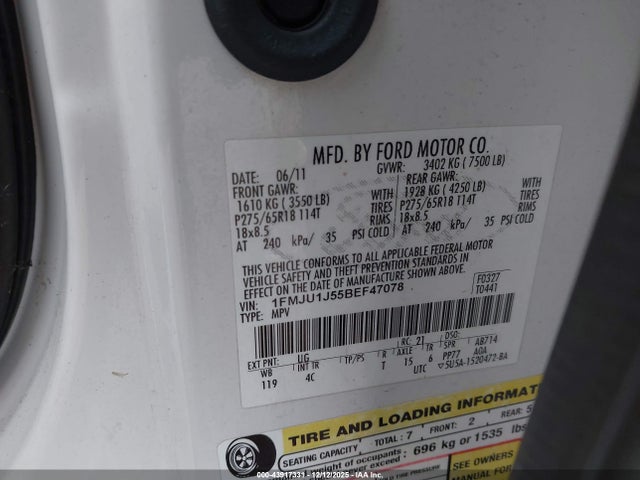 2011 FORD EXPEDITION 1FMJU1J55BEF47078 Photo 8