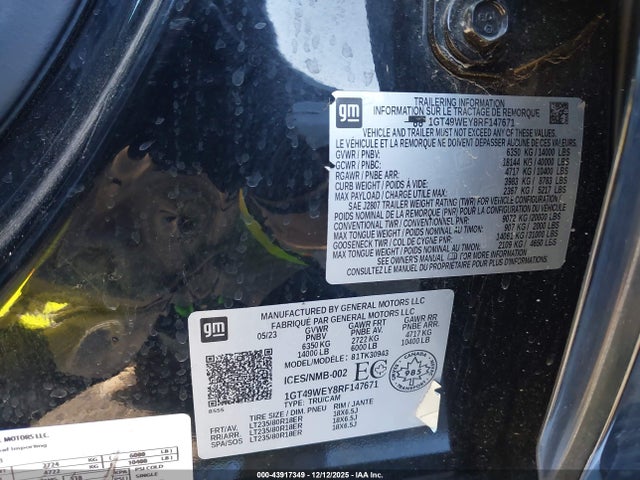 43917349 :رقم المزاد ، 1GT49WEY8RF147671 vin ، 2024 Gmc Sierra 3500hd Denali مزاد بيع