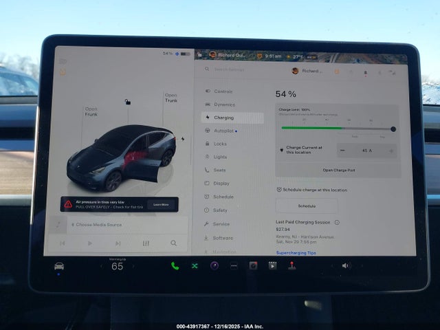 43917367 :رقم المزاد ، 7SAYGDEE0SF299491 vin ، 2025 Tesla Model Y Long Range Dual Motor All-wheel Drive مزاد بيع