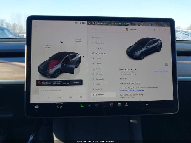 43917367 :رقم المزاد ، 7SAYGDEE0SF299491 vin ، 2025 Tesla Model Y Long Range Dual Motor All-wheel Drive مزاد بيع