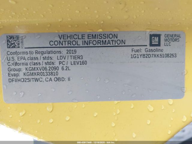 2019 CHEVROLET CORVETTE 1G1YB2D7XK5108253 Photo 8