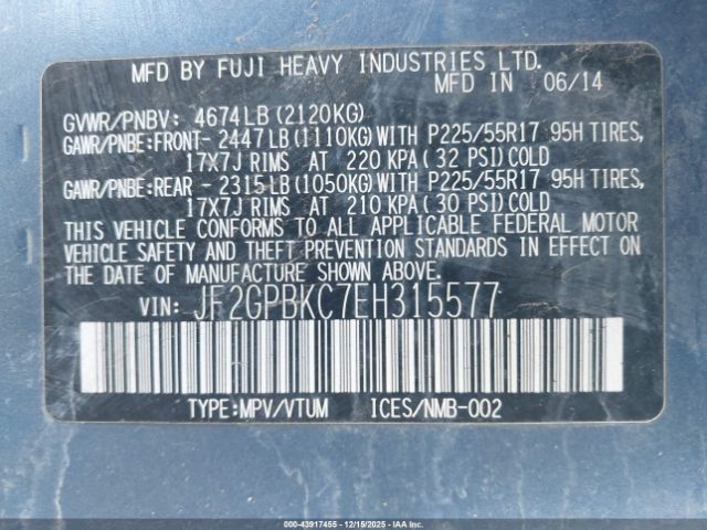 2014 SUBARU XV CROSSTREK HYBRID JF2GPBKC7EH315577 Photo 8