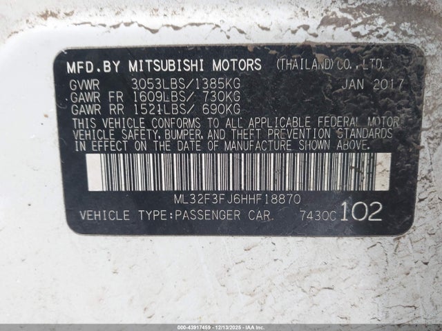 2017 MITSUBISHI MIRAGE G4 ML32F3FJ6HHF18870 Photo 8