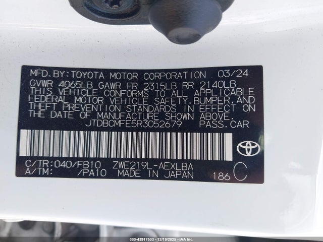 JTDBCMFE5R3052679 Toyota Corolla Hybrid Le
