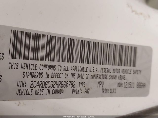 2017 DODGE GRAND CARAVAN 2C4RDGCG2HR660782 Photo 8