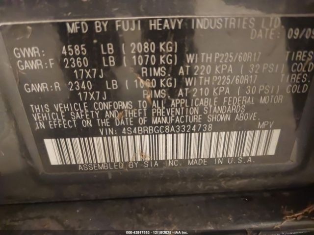 2010 SUBARU OUTBACK 4S4BRBGC8A3324738 Photo 8