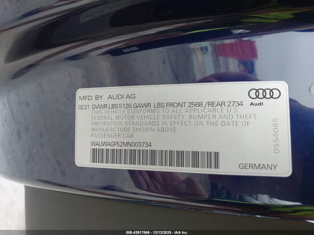 2021 AUDI A5 CABRIOLET WAUWAGF52MN003734 Photo 8
