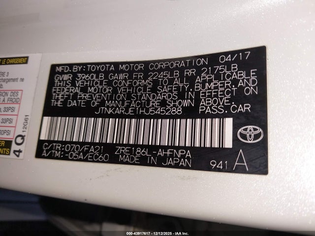 JTNKARJE1HJ545288 Toyota COROLLA IM