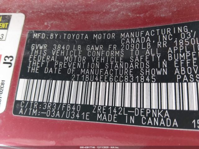 2012 TOYOTA COROLLA 2T1BU4EE6CC831845 Photo 8