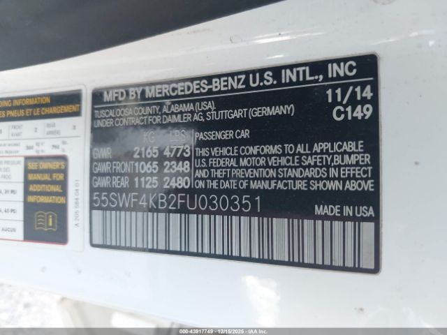 2015 MERCEDES-BENZ C 300 55SWF4KB2FU030351 Photo 8