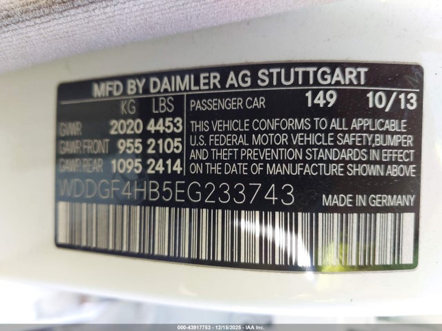 WDDGF4HB5EG233743 Mercedes-Benz C 250 Sport