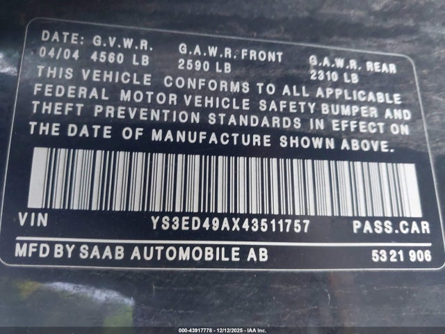 2004 SAAB 9-5 YS3ED49AX43511757 Photo 8