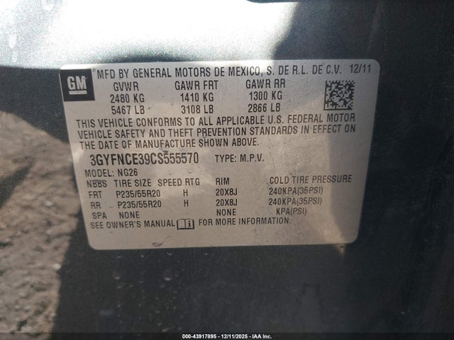 2012 CADILLAC SRX 3GYFNCE39CS555570 Photo 8