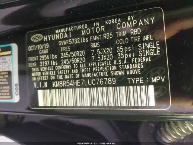 2020 HYUNDAI PALISADE KM8R54HE7LU076789 Photo 8