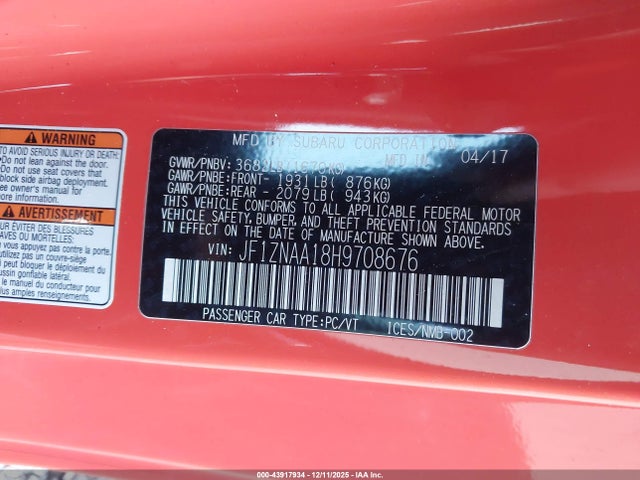 2017 TOYOTA 86 JF1ZNAA18H9708676 Photo 8