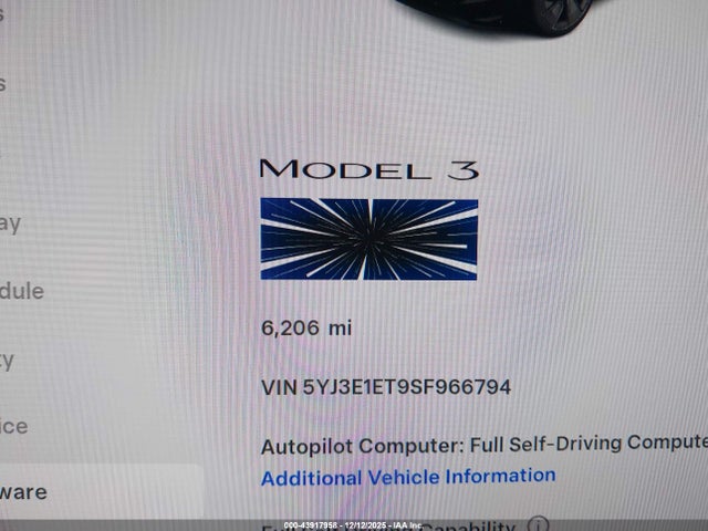 2025 TESLA MODEL 3 5YJ3E1ET9SF966794 Photo 6
