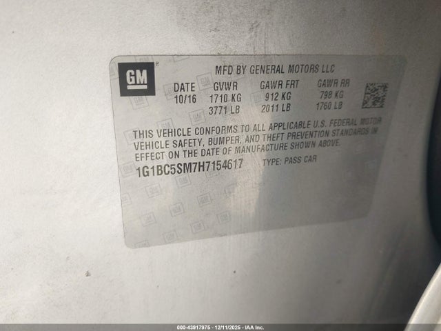 1G1BC5SM7H7154617 Chevrolet Cruze Ls Auto