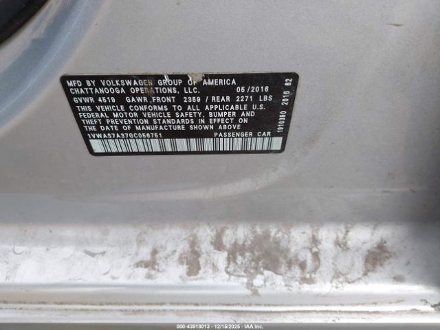2016 VOLKSWAGEN PASSAT 1VWAS7A37GC056751 Photo 8