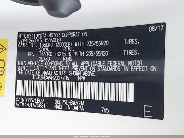 Lexus RX 350 2017 JTJBZMCA9H2027706 Image 9