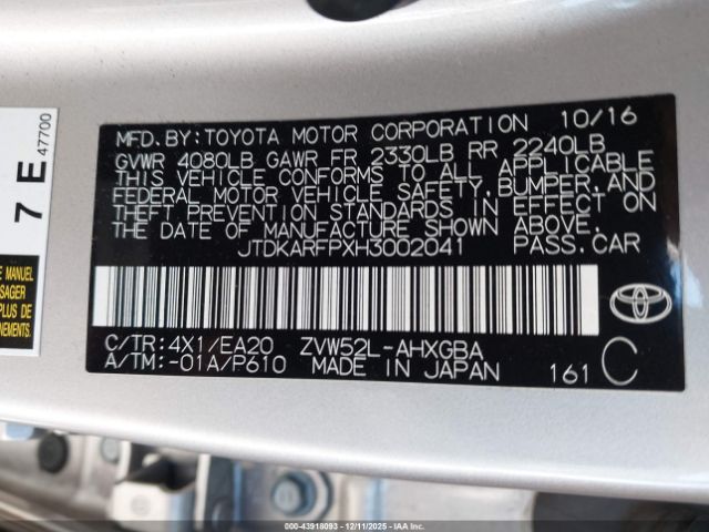 2017 TOYOTA PRIUS PRIME JTDKARFPXH3002041 Photo 8