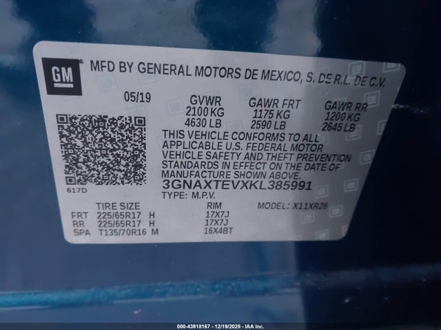 Chevrolet EQUINOX LT 2019 3GNAXTEVXKL385991 Image 9
