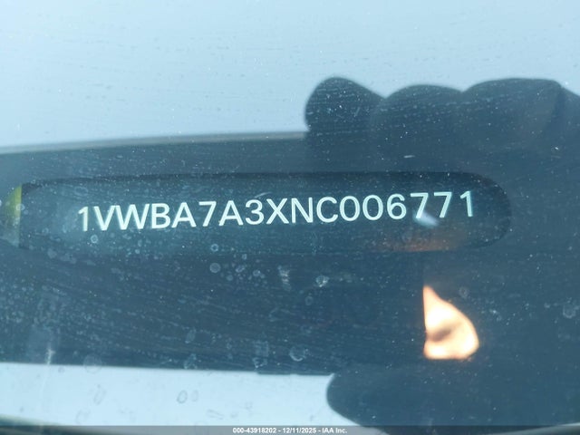 43918202 :رقم المزاد ، 1VWBA7A3XNC006771 vin ، 2022 Volkswagen Passat 2.0t Limited Edition مزاد بيع