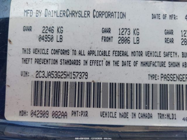 2005 CHRYSLER 300 2C3JA53G25H157379 Photo 8