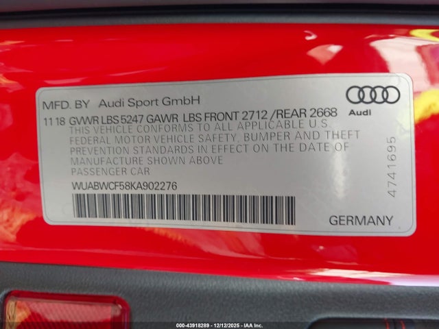 2019 AUDI RS 5 WUABWCF58KA902276 Photo 8