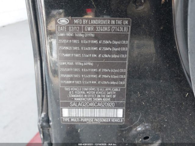 2012 LAND ROVER LR4 SALAG2D46CA620920 Photo 8