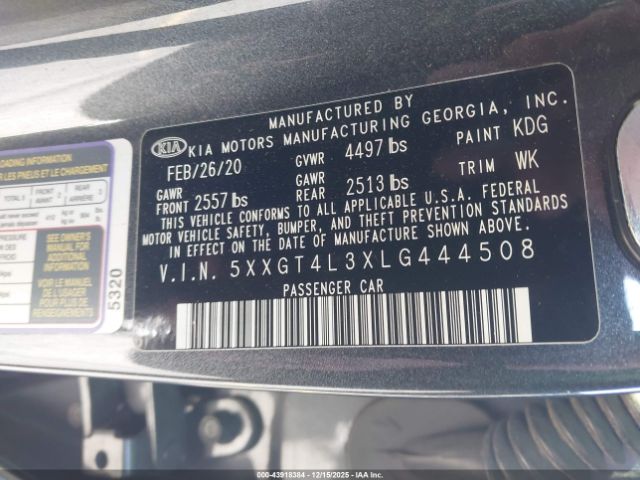 2020 KIA OPTIMA 5XXGT4L3XLG444508 Photo 8