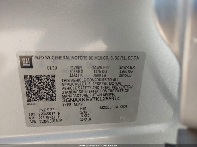 2019 CHEVROLET EQUINOX 3GNAXKEV7KL268914 Photo 8