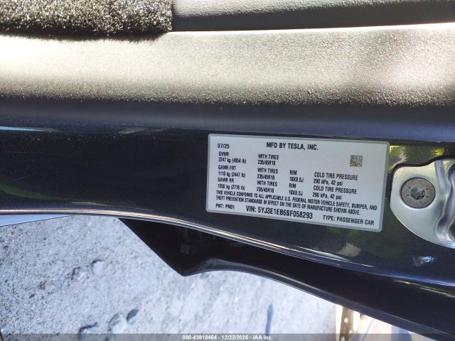 2025 TESLA MODEL 3 5YJ3E1EB6SF058293 Photo 8