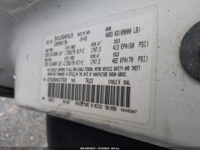 Продаж на аукціоні авто 2004 Dodge Ram 2500 Slt/laramie, vin: 3D7KU28604G157620, номер лоту: 43918472